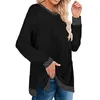 Kvinnors hoodies Loose Side Split Tunic Tops Crew Neck Daily Color Block Pullover Soft Fashion Ladies Long Sleeve Basic Casual Women