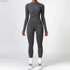 Ensembles actifs Combinaison de Yoga pour femmes, ensembles de Yoga, col montant, demi-fermeture éclair, manches longues, taille haute, levage des fesses, Fitness, body de sport, LeggingsL240117