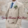 Costumes pour hommes 3 pièces coupe ajustée revers cranté un boutonnage deux boutons Blazer gilet pantalon ensemble fête de mariage