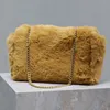 Rabbit Kate Crossbody Bag Suede Flap Shoulder Bags Fashion Letters Top Quality Chain Handväskor Purse Dubbelsidan Använd kvinnor middag plånbok 22 cm