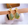 Boucles d'oreilles en forme d'aiguille S925, bijoux de luxe, à la mode, en Jade, goutte d'eau, nuages, accessoires d'oreille suspendus pour femmes