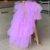 Lavender High Low Tulle Skirts High Street Custom Made Long Tiered Tulle Skirt Women To Party Female Maxi Tulle Skirt 240117