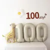 パーティーの装飾Ins woodland Deer Tiger Noncoven Coffee Happy 100days Bear Garland Banner 32inchクリーム100日バルーンベビーシャワー