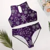 Sparkly Snowflake Bikini Swimsuit Sexig Christmas Fun badkläder Kvinnor Bikini Set 2 Piece Push Up Graphic Sling Bathing Suit 240117