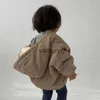 Jackets 2023 Winter New Baby Corduroy Hooded Coat Plus Velvet Thicken ldren Solid Casual Zipper Jacket Boys Girls Kids Cardigan Coat H240508