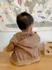 Jackor Autumn New Baby Long Sleeve Hooded Coat Solid Spädbarn Casual Tops Toddler Boy Cotton Jacket Lossa barn pojkar kläder H240508