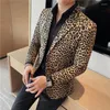 Męskie kurtki klasyczne lampart Blazer Blazer Casual Jacket Sexy Wedding Tuxedo Fashion Autumn 2024