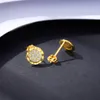 كلاسيكية عباد الشمس عباد الشمس أقراط S925 Silver Micro Set Zircon مطلي 18 كيلو بأقراط Gold Opring