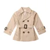 Autumn Winters Kid Baby Girl Trench Coats British style long sleeved belt jacket windproof button jacket 240118