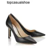 JC Jimmynessity Choo London Pompalar Sandalet İsim Tasarımcı Kadın İtalya Mükemmel siyah sivri ayak parmakları süet basit tasarım rahat gece elbise yüksek topuklu sandal