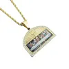 Iced Out The Last Supper Pendant Necklace Male 14k Yellow Gold Cross Necklaces For Men Religious Jewelry