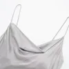 カジュアルドレス2024夏のセクシーなバックレスシルクサテンスリムスリングドレスファッション汎用性の高い非対称の長い