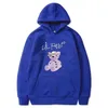 Modieuze nieuwe Street Bear Lil Peep-sweater met capuchon en pluche hoed. Winterpaar-sweater