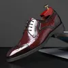 Homens Oxford Wedding Shoes British Style Business Genuine for Black Claret-Red Shoe Leather Office Mens Dress Sapato