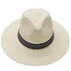 Berretti Cappello di paglia Panama estivo per uomo Donna Spiaggia a tesa larga Sole Cappelli a cilindro jazz maschile Cappellini da cowboy per parasole da esterno