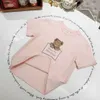 Costume de luxe à manches courtes pour enfants, joli survêtement rose pour bébé, taille 90 à 160, T-shirt et short imprimé à rayures, Jan20