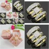 Anneaux de mariage Quoteaster Dayquotgift 3Pcs Mode Bijoux à la mode Femmes039S 18K Plaqué Or Cuivre Zircon Couples De Mariage Bague Taille 51 Dhcfj