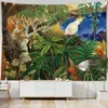 Wandteppiche Kawaii Pilz Tapisserie Dschungel Blumen Vögel und Pflanzen Raumkunst Wanddekoration geeignet für Wohnzimmer Schlafsäle H240514