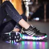 ragazzi e ragazze pattini a rotelle traino ruote scarpe luce incandescente LED bambini moda luminoso sport casual ruote pattinaggio scarpe da ginnastica 240117