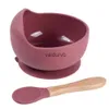 Cups Dishes Utensils 2 Pcs Baby Silicone Bowl Food-grade Silicone Suction Cup ldren's Bowl Wooden Handle Spoon Set Anti-skid Kids Dishes BPA Freevaiduryb