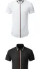 新しいファッションサマーショートスリーブカラープラケットリボンデコレーション男性シンプルな服カジュアルシャツ手描きプラスサイズM-4XL