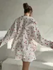 Women's Sleepwear Marthaqiqi Printing Women Suit Long Sleeve Pajamas Turn-Down Collar Nightwear Shorts Casual Ladies Nightie 2 Piece Set
