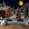 タペストリーズクリスマスタペストリーフォレスト雪だるまの木サンタクロースホリデーホームデコレーションルームウォールペーパーヴァイドリード