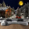 Tapisseries Christmas Tapestry Forest Snowman Tree Santa Claus Holiday Home Decoration Room Wallpapervaiduryd