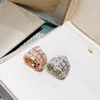 Designerschmuck 925 Sterling Schlangenringe Silber Eternity Diamond Simuliertes Weißgold -Hochzeit Luxusband Kreuzring