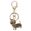 Keychains Christmas Decor Shiny Rhinestones Keychain Cute Dachshund Dog Crystal Keyring Keyfob Decoration Car Keys