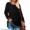 Kvinnors hoodies Loose Side Split Tunic Tops Crew Neck Daily Color Block Pullover Soft Fashion Ladies Long Sleeve Basic Casual Women