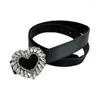 Cinture Cintura con fibbia a cuore con strass per adulti per gonna da abito Jeans Vita brillante da discoteca da donna