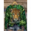 Women's Hoodies Leopard 3d Print Women Fashon Hoodie Animal Tiger Sweats Sweatshirt Round Neck Coats Floral Clothes