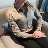 Camicie casual maschile 2024 Prodotto elegante camicie di business di cotone puro/abito con piombo maschile magro camicie a maniche lunghe/top per il tempo libero
