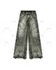 Y2K Tassel Jeans Men's Black Gray Washed Gothic Style Street Trend Teen Clothes Retro Loose Wide Leg Pants 240117