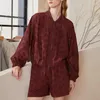 Women's Jackets Heavy Industry Hollow Cotton Baseball Collar Jacket And Shorts Two-piece Set With Exquisite Lace Embroidery For Women