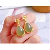 Boucles d'oreilles en forme d'aiguille S925, bijoux de luxe, à la mode, en Jade, goutte d'eau, nuages, accessoires d'oreille suspendus pour femmes