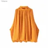 女性のブラウスシャツklacwayaトップ女性2021セクシーなブラウスオレンジ色のクロップレディースシャツホルターノースリーブガールサマーブルーサ服女性シックトップスYQ240118