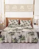 Spódnica z łóżkiem tropikalna roślina palmowa sprężone łóżka z poduszkami z poduszkami materaca materaca pokrywa pościeli arkusz arkusz