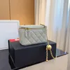 Lüks kadın tasarımcı omuz kanal çantası moda elmas kafesi zinciri büyük kapasite crossbody çanta fransız marka çift mektup yüksek kaliteli makyaj kutusu ile