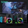 Högtalare SOAIY SH20 RGB Belysning Game Desktop Dual Högtalare Transparent Bluetooth -högtalare Surround Stereo Aktiv datorhögtalare