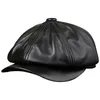 Mens Genuine Leather Warm Octagonal Cap Casual Vintage sboy Golf Driving Flat Cabbie Hat Winter Male Artist Gatsby 240117