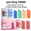 Armazém da UE vapes Jam King Ti8000 vapers desechables 19ml E-Juice puff bar Recarregável Power Screen Display Bateria caneta vs vape tornado 7000 puff 9000 elfbar