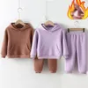 Winter Kinder Kleidung Kinder Anzug Warme Pullover Mädchen Fleece Hoodies Pullover Sweatshirt Hose Winter Mädchen Jungen Trainingsanzug Sportswear 240117