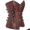 Bustier Corsetti Corsetto Steampunk con chiusure a fibbia / Catena Corsetti in osso d'acciaio Allenamento in vita Bustier gotico con fibbia rotonda Corpo Sh Dhvxy