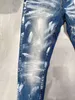 Nieuwe mode 24SS paarse merkjeans High Street kleur blauwe verf jeans 240117