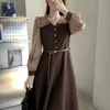 Frühling Sommer Koreanische Mode Vintage Rüschen Gespleißt A-line Kleid Damen Gefälschte Zwei Stücke Elegante Robe Casual Vestidos De Fiesta 240117