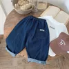 Jeans Lente Herfst Nieuwe Koreaanse Baby Jongens Jeans Veelzijdige Effen Kleur Elastische Taille Losse Kinderen Jongens Broek Casual Kid Jongens broek