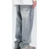 Dragon raka ben jeans för både män och kvinnor, våren 2024 Enkel och lös ljusblå tvättade fickjeans för män