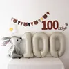 パーティーの装飾Ins woodland Deer Tiger Noncoven Coffee Happy 100days Bear Garland Banner 32inchクリーム100日バルーンベビーシャワー